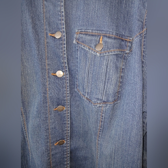 Venezia women's size 22/24 blue jean shacket sequin collar pockets… - Picture 4 of 6